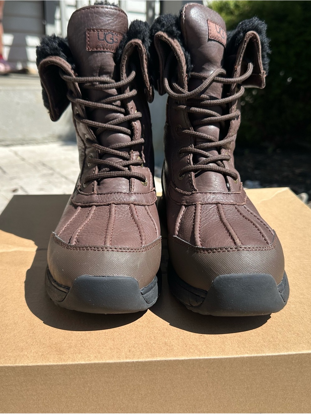 UGG Adirondack Boot lll Brown Lace-Up Winter Boots with Shearling Trim